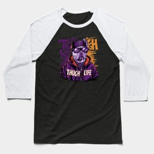 Urban Style Thug Life Dog Design Baseball T-Shirt